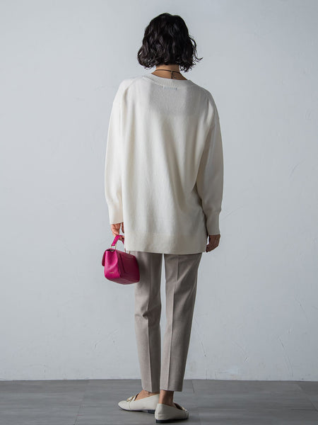 【洗えるニット】ウールカシミヤVネックニットプルオーバー