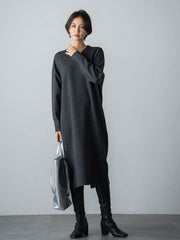 【WEB限定】LANABLENDニットワンピース≪洗えるニット/Lサイズあり≫