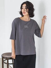 【大きいサイズ】【biyori】刺繍ロゴTシャツ≪洗濯機で洗える≫
