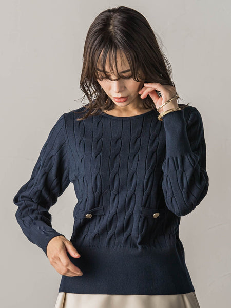 洗えるwoolケーブルニット≪手洗い可能≫