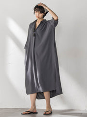 【WEB限定】スキッパーチュニックワンピース≪洗濯機で洗える≫