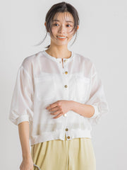 変わり織メッシュカーディガン≪手洗い可能≫