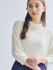 ロールネックシアーシャツブラウス≪手洗い可能≫