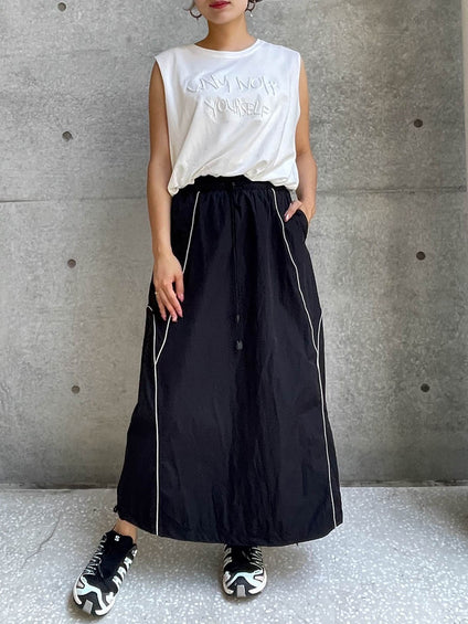 【ENIM BY VICKY】刺繍ロゴバルーンノースリプルオーバー《洗濯機で洗える》