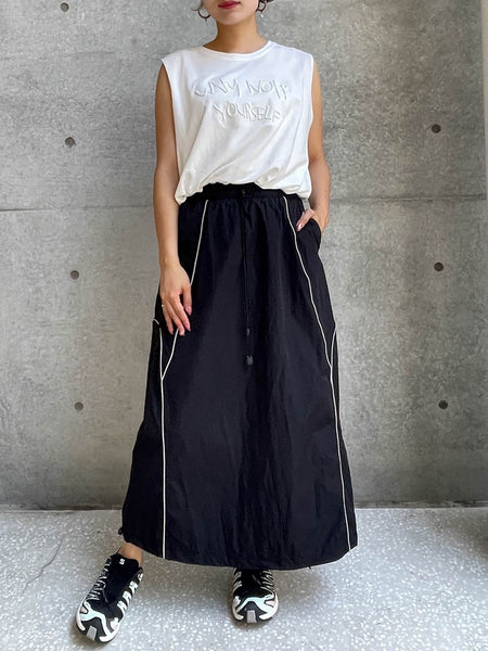 【ENIM BY VICKY】刺繍ロゴバルーンノースリプルオーバー《洗濯機で洗える》