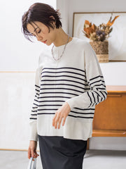 【WEB限定】【洗えるニット】クルーネックベーシックニット≪Lサイズあり≫