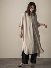 【WEB限定】スキッパーチュニックワンピース≪洗濯機で洗える≫