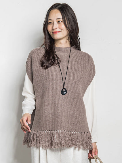 カシミヤシルクフリンジベスト