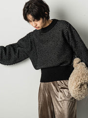ポップコーンクロップドニットプルオーバー≪手洗い可能≫