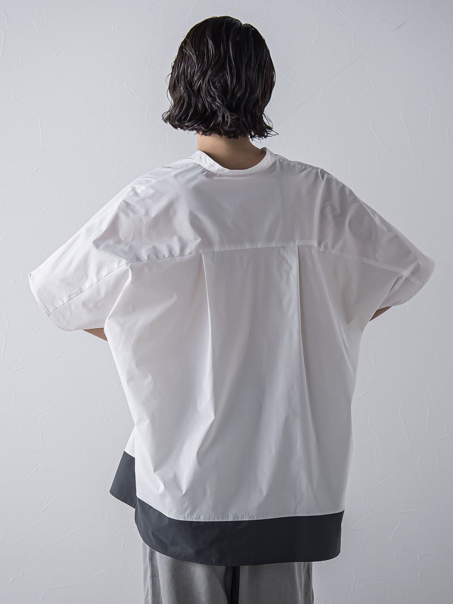 裾配色スキッパーシャツ≪洗濯機で洗える≫