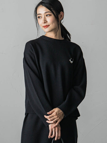 【WEB限定】 ≪洗えるニット≫ラウンドネックニット≪Lサイズあり≫