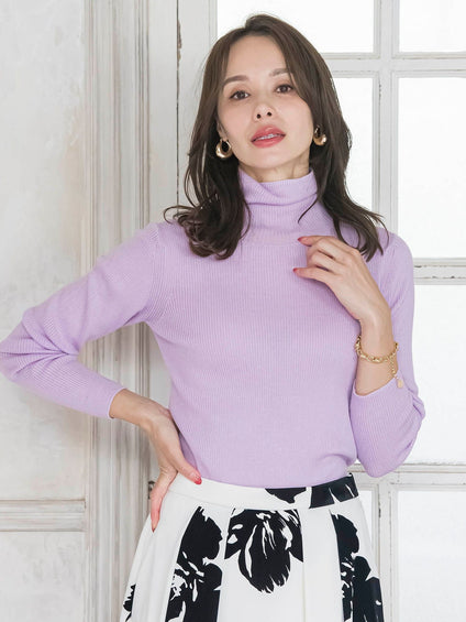 スパンコールリブタートルニット≪手洗い可能≫