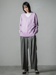 【大きいサイズ/手洗い可能】HIRCUSウールカシミヤVネックニット