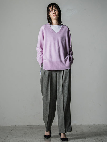 【大きいサイズ/手洗い可能】HIRCUSウールカシミヤVネックニット