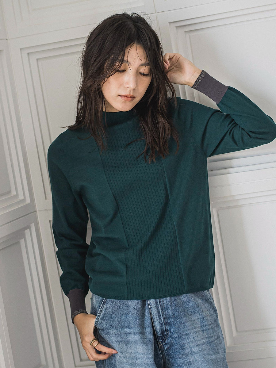 ウォ二ョンページ ボトルネック配色ニットプルオーバー≪手洗い可能≫ | MAYSON GREY