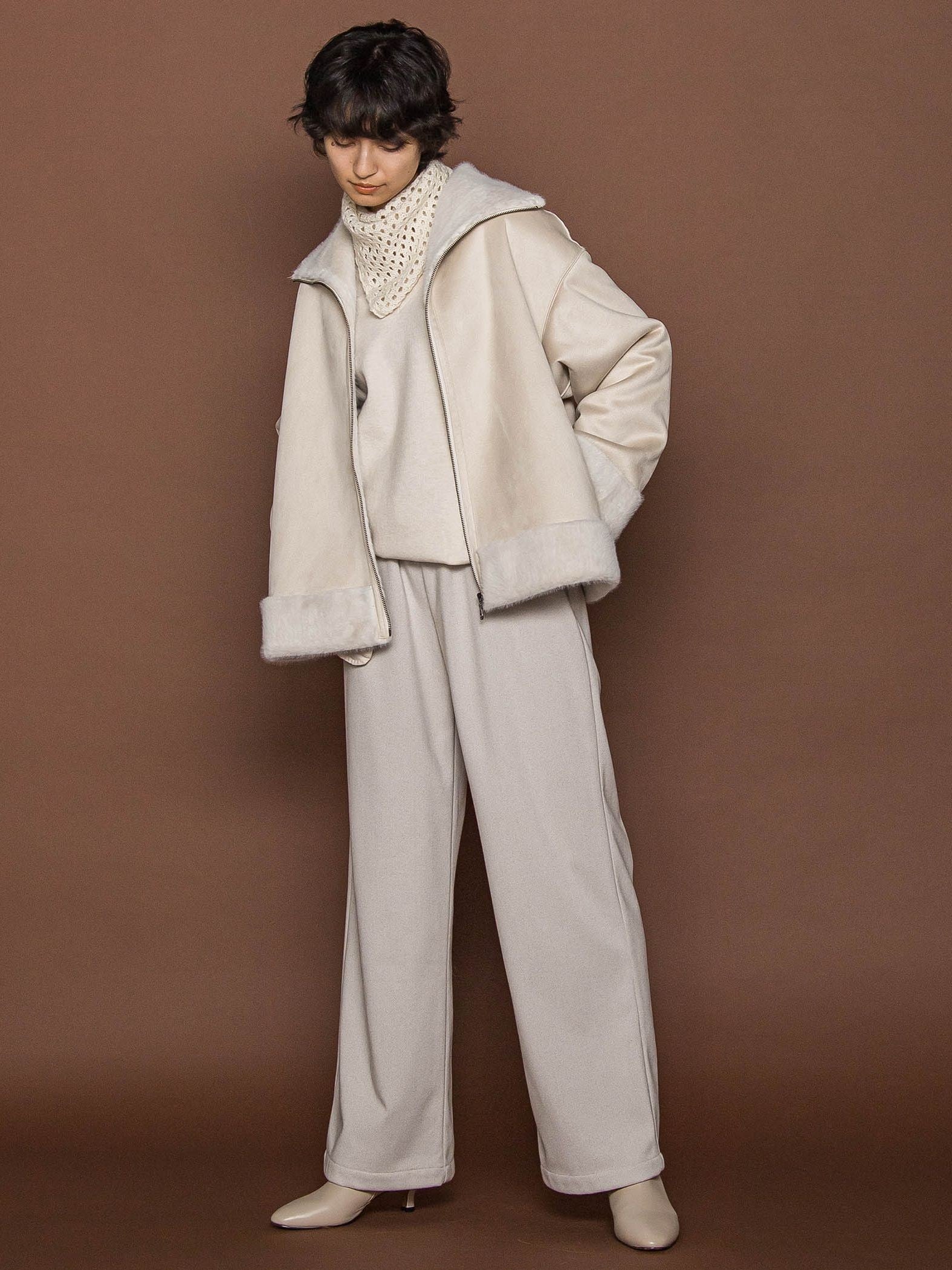 【ふわもち】Vネックニット≪洗濯機で洗える≫