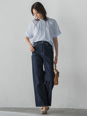 【JAPAN BLUE JEANS】デニムワイドパンツ≪洗濯機で洗える≫