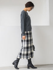 ウールチェックスカート≪洗える≫