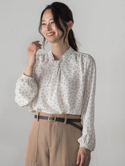 【WEB限定】バックサテン小紋プリントブラウス