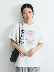 配色フォトプリントTシャツ≪手洗い可能≫