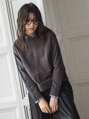 【WEB限定】裏毛×ニット前後ドッキングプルオーバー≪手洗い可能≫
