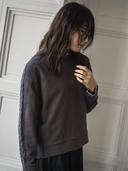 【WEB限定】裏毛×ニット前後ドッキングプルオーバー≪手洗い可能≫