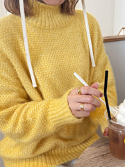 【ふわふわ着心地】ハイネックフェザーモールニット《手洗い可能》