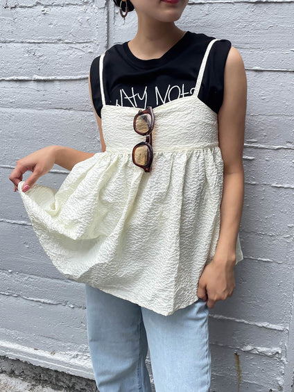【ENIM BY VICKY】刺繍ロゴバルーンノースリプルオーバー《洗濯機で洗える》