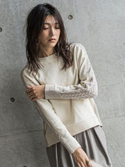 【WEB限定】裏毛×ニット前後ドッキングプルオーバー≪手洗い可能≫