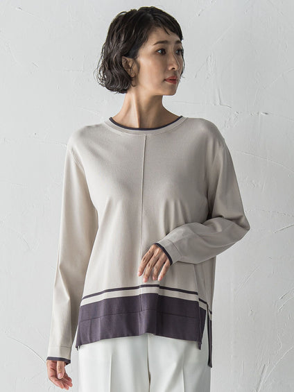 【大きいサイズ】配色ニット≪手洗い可能≫