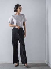 【WEB限定】デニム見えシャンブレーワイドパンツ≪洗濯機で洗える≫