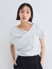 アシンメトリードレープカットソー≪手洗い可能≫