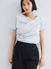 アシンメトリードレープカットソー≪手洗い可能≫