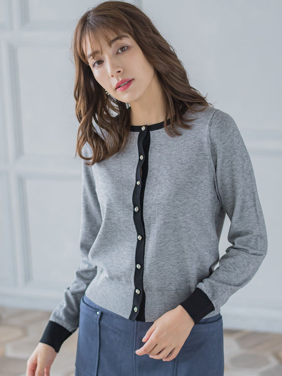 モッチリしっとりシアバター加工 配色パールボタンカーディガン ≪手洗い可能≫ | ketty（ケティ） | レディースファッション通販のJ  Lounge【公式】