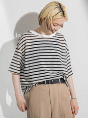 【WEB限定】シアーボーダーニットプルオーバー≪手洗い可能≫