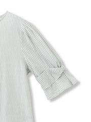 【WEB限定】ラメストライプ袖タックブラウス ≪手洗い可能≫