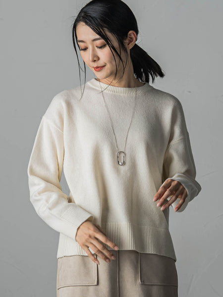 【WEB限定】 ≪洗えるニット≫ラウンドネックニット≪Lサイズあり≫