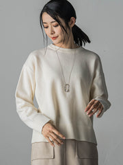 【WEB限定】 ≪洗えるニット≫ラウンドネックニット≪Lサイズあり≫
