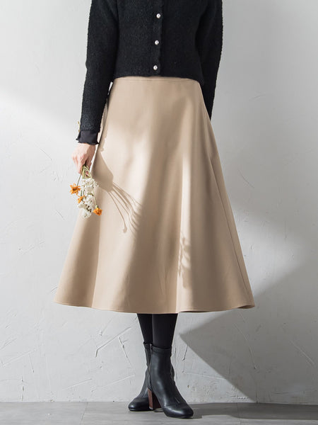【S/M/L展開】冬仕様 美シルエットロングフレアスカート ≪洗濯機で洗える≫