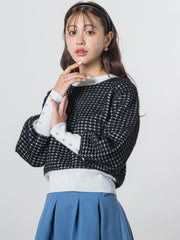 千鳥柄ふわふわニット≪手洗い可能≫
