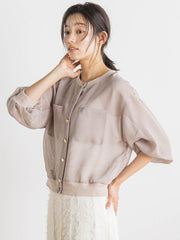 変わり織メッシュカーディガン≪手洗い可能≫