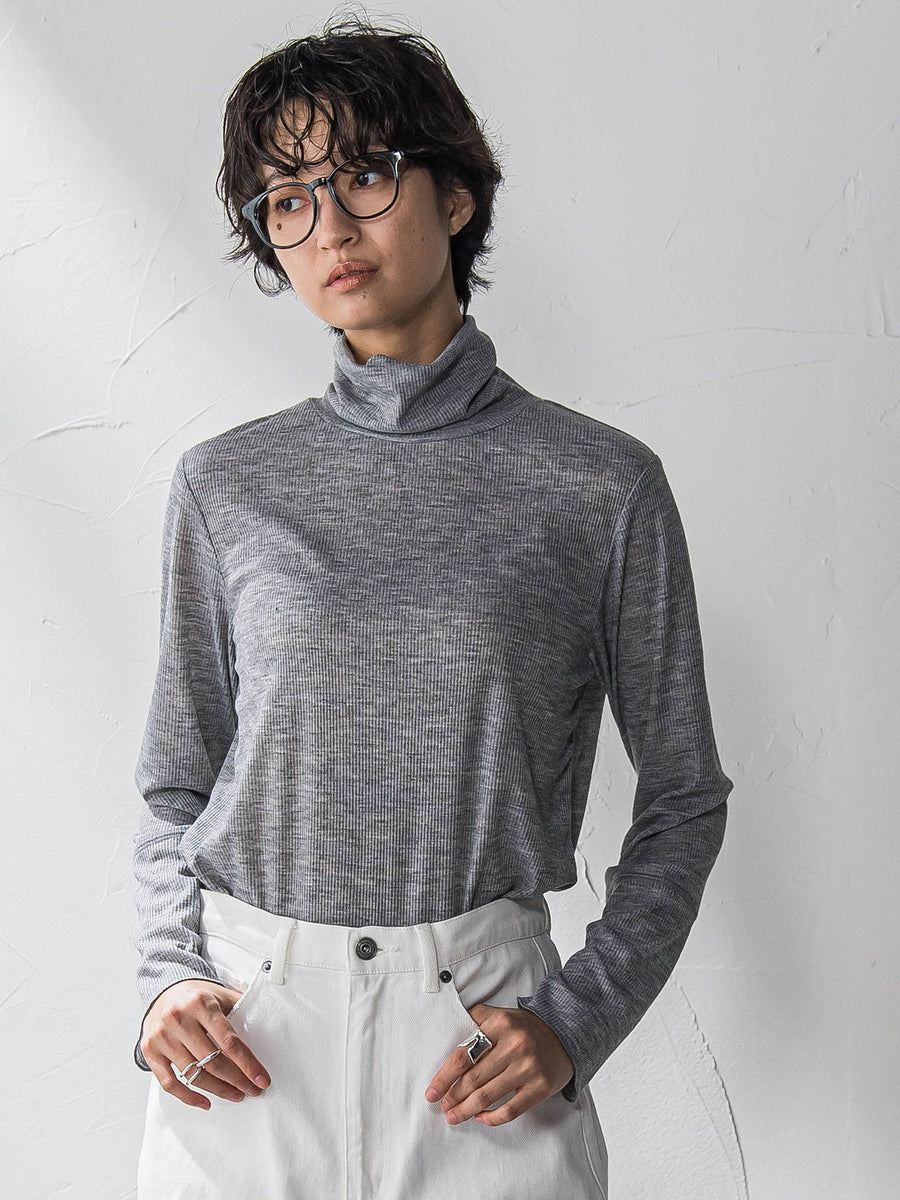 新色追加】メランジリブタートルネックプルオーバー≪手洗い可能