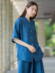 【大きいサイズ】【biyori】”風をまとう、大人のシアー”デニムシャツ≪洗濯機で洗える≫