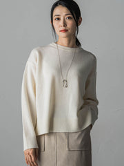 【WEB限定】 ≪洗えるニット≫ラウンドネックニット≪Lサイズあり≫