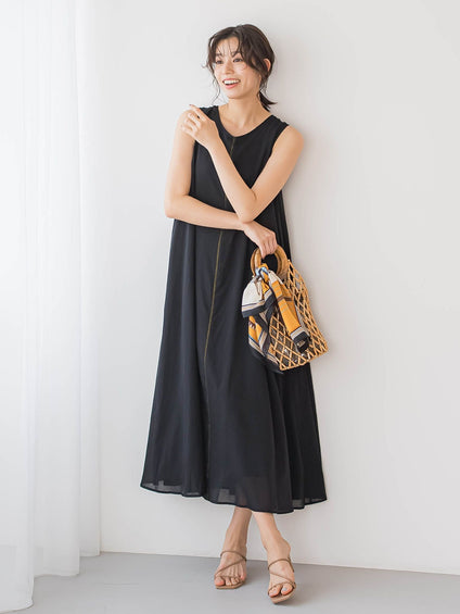 麻調シアー2WAYシャーリングワンピース≪手洗い可能≫