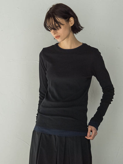 シアーコットンロングスリーブレイヤードTシャツ