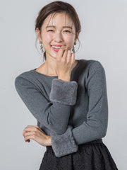 袖ファー付きリブニット≪手洗い可能≫
