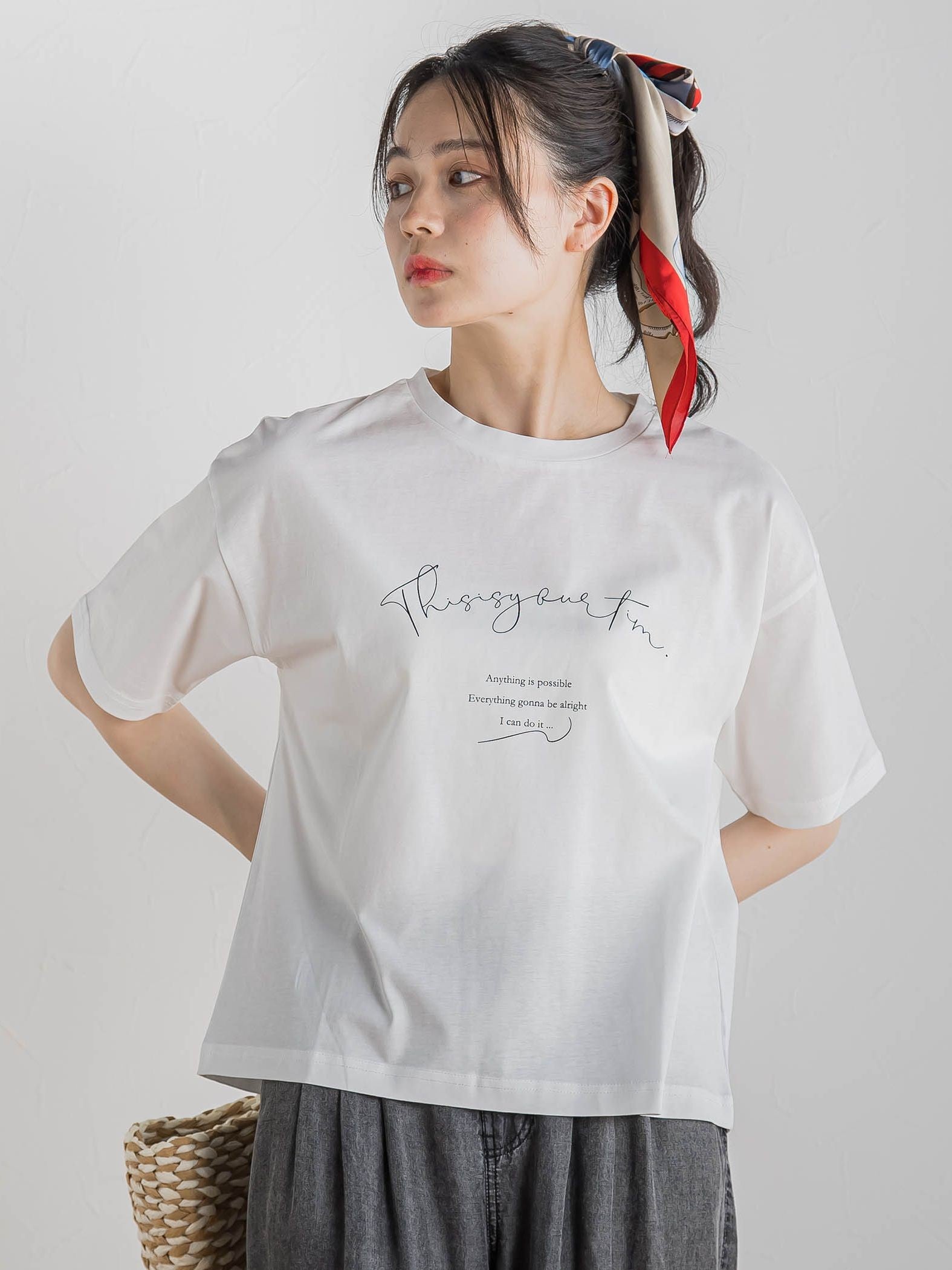 【WEB限定】ドライタッチコットンミックスロゴT≪洗濯機で洗える≫