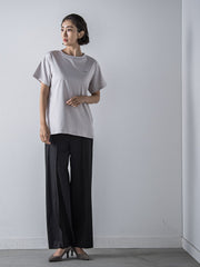 【WEB限定】デニム見えシャンブレーワイドパンツ≪洗濯機で洗える≫