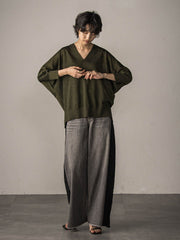 LEVITAシアーVネックドルマンニットプルオーバー≪手洗い可能≫